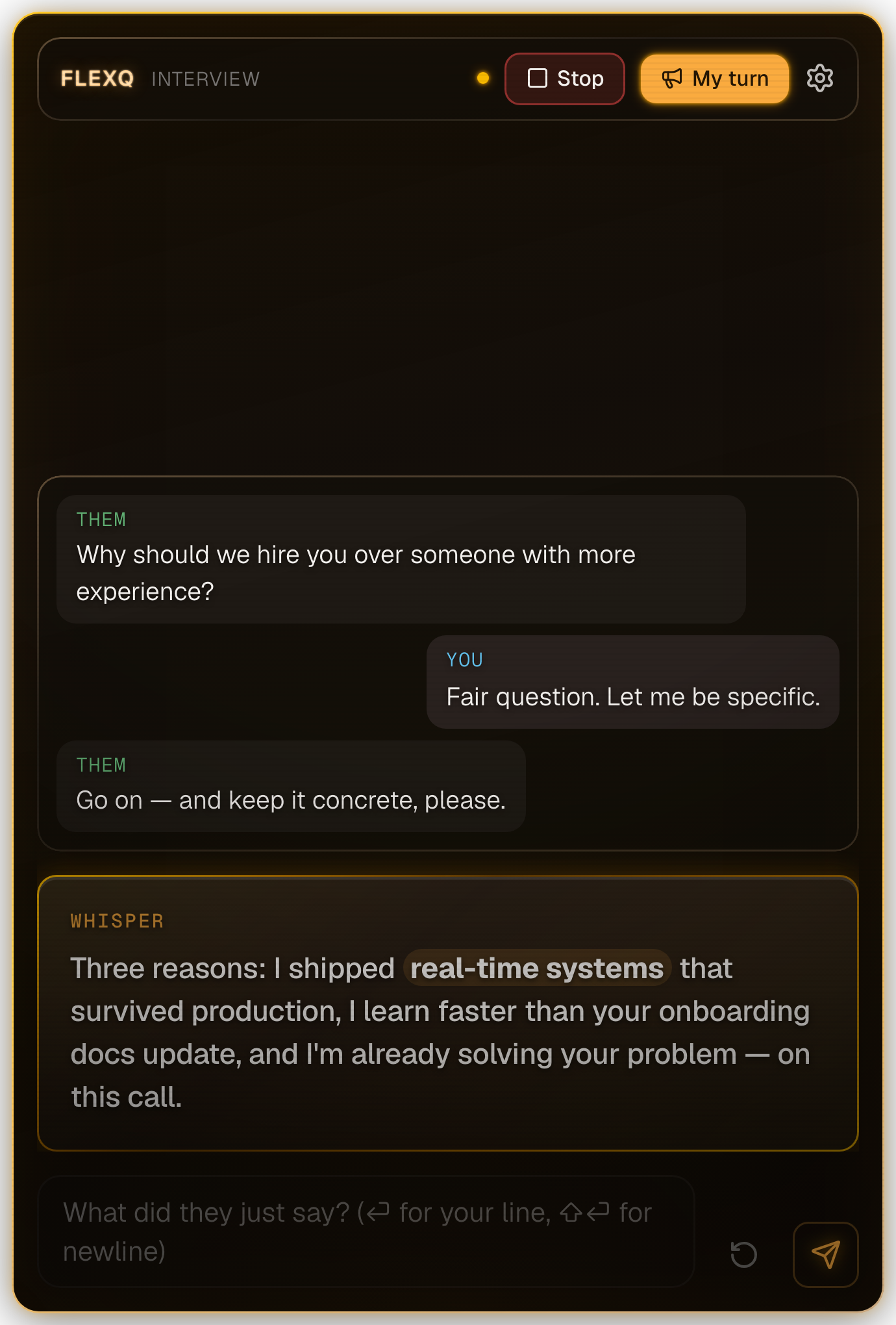 FlexQ live overlay assisting during a call